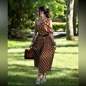 Pretty little thing maxi one shoulder polka dot dress